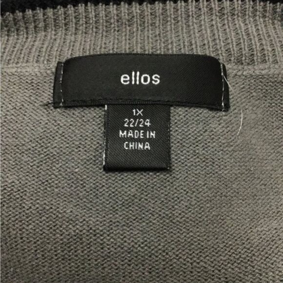 Ellos Women's V-Neck Argyle Sweater Pullover, Gray, size 1X - Picture 6 of 8